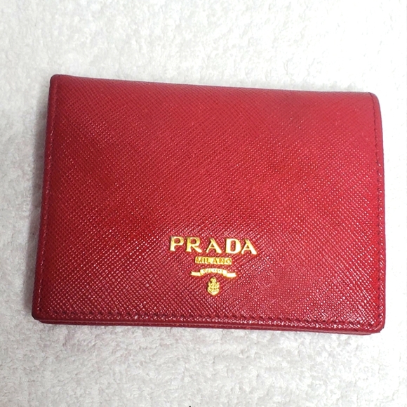 PRADA -Small-wallet Saffiano Leather-red -Perfect conditions-No call-outs - Picture 1 of 15